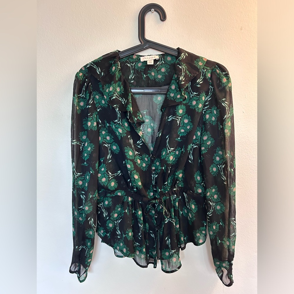 Floral Blouse, Ruffled Bohemian  1970'S Style